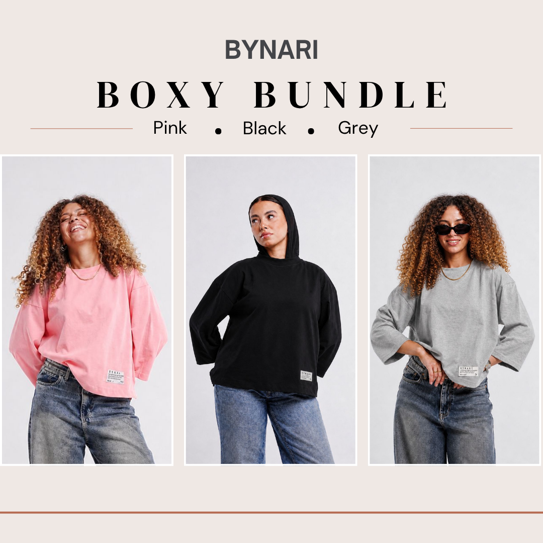 Boxy Cropped Bundle (Pink, Black, Grey)