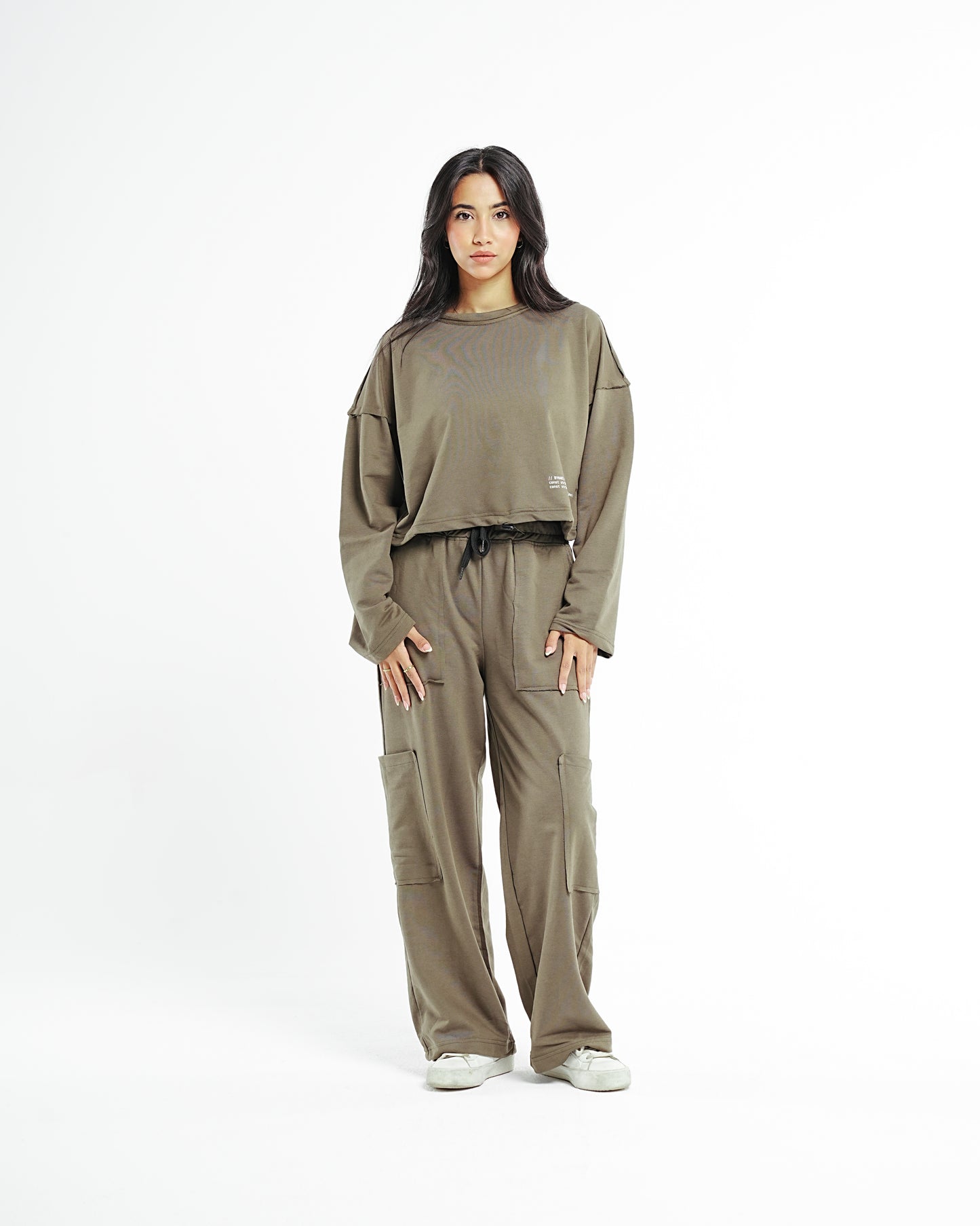 Olive Cropped Set (Tshirt Only)