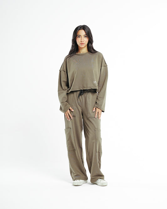 Olive Cropped Set (Pants Only)