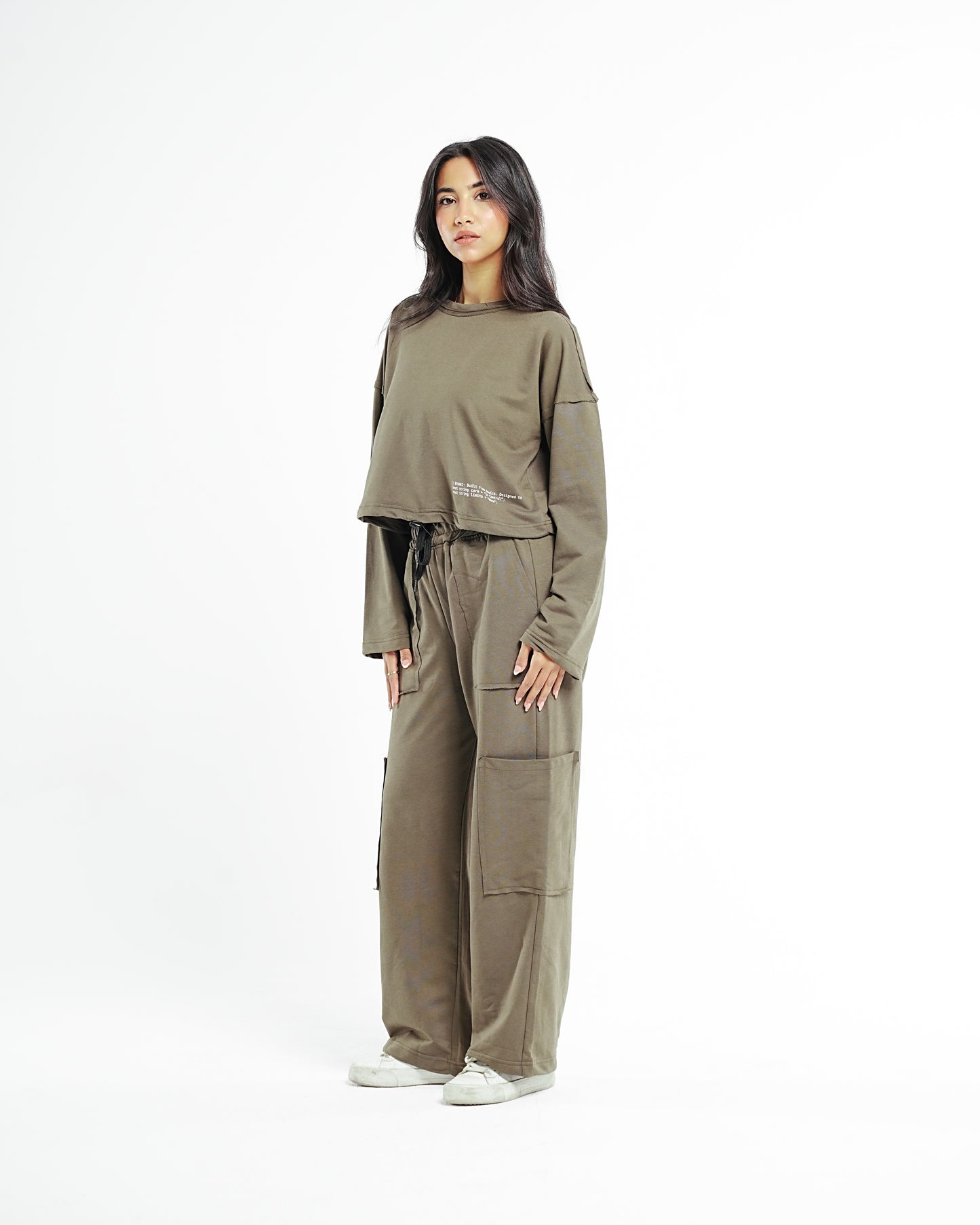 Olive Cropped Set (Tshirt Only)
