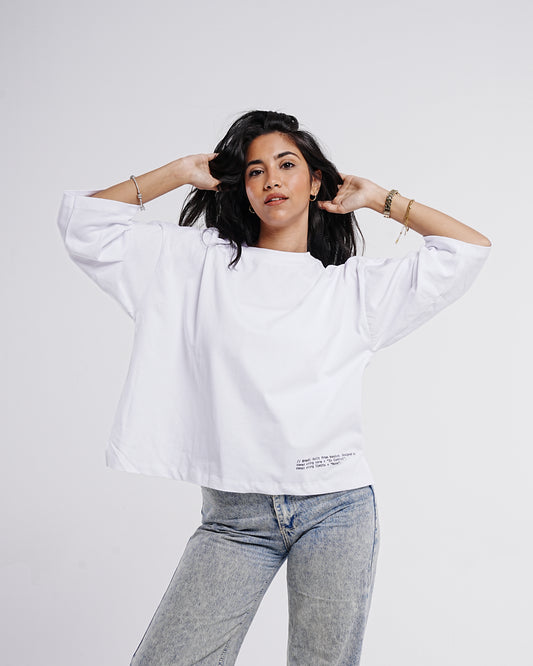 White Boxy Cropped Tshirt