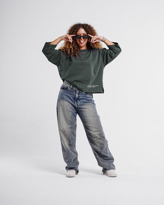 Olive Boxy Cropped Tshirt