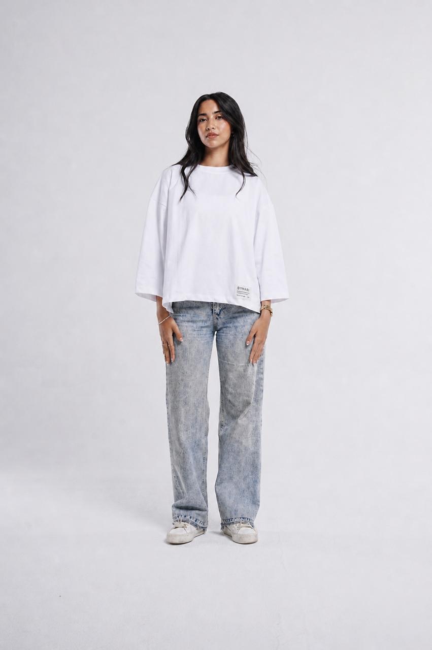 White Boxy Cropped Tshirt