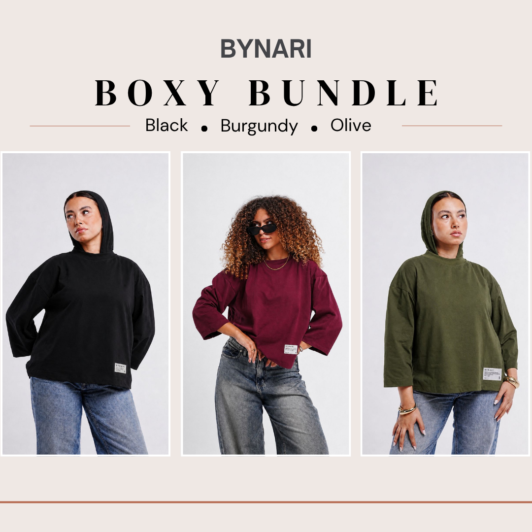 Boxy Cropped Bundle (Black, Burgundy, Olive)