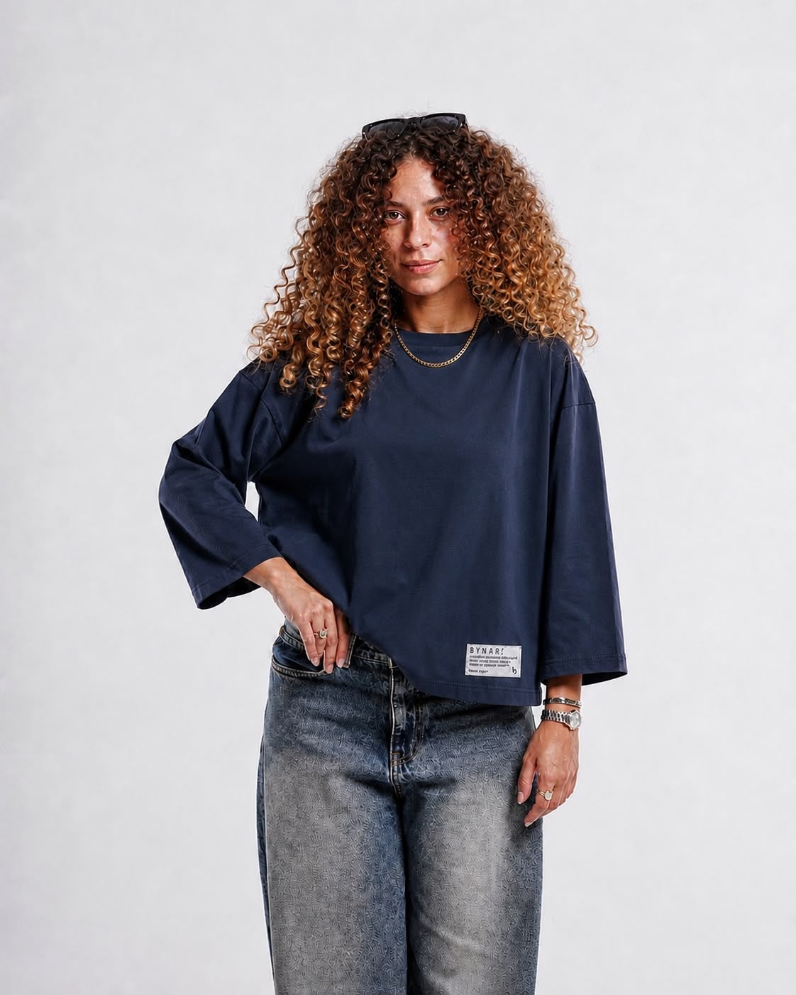 Navy Blue Boxy Cropped Tshirt