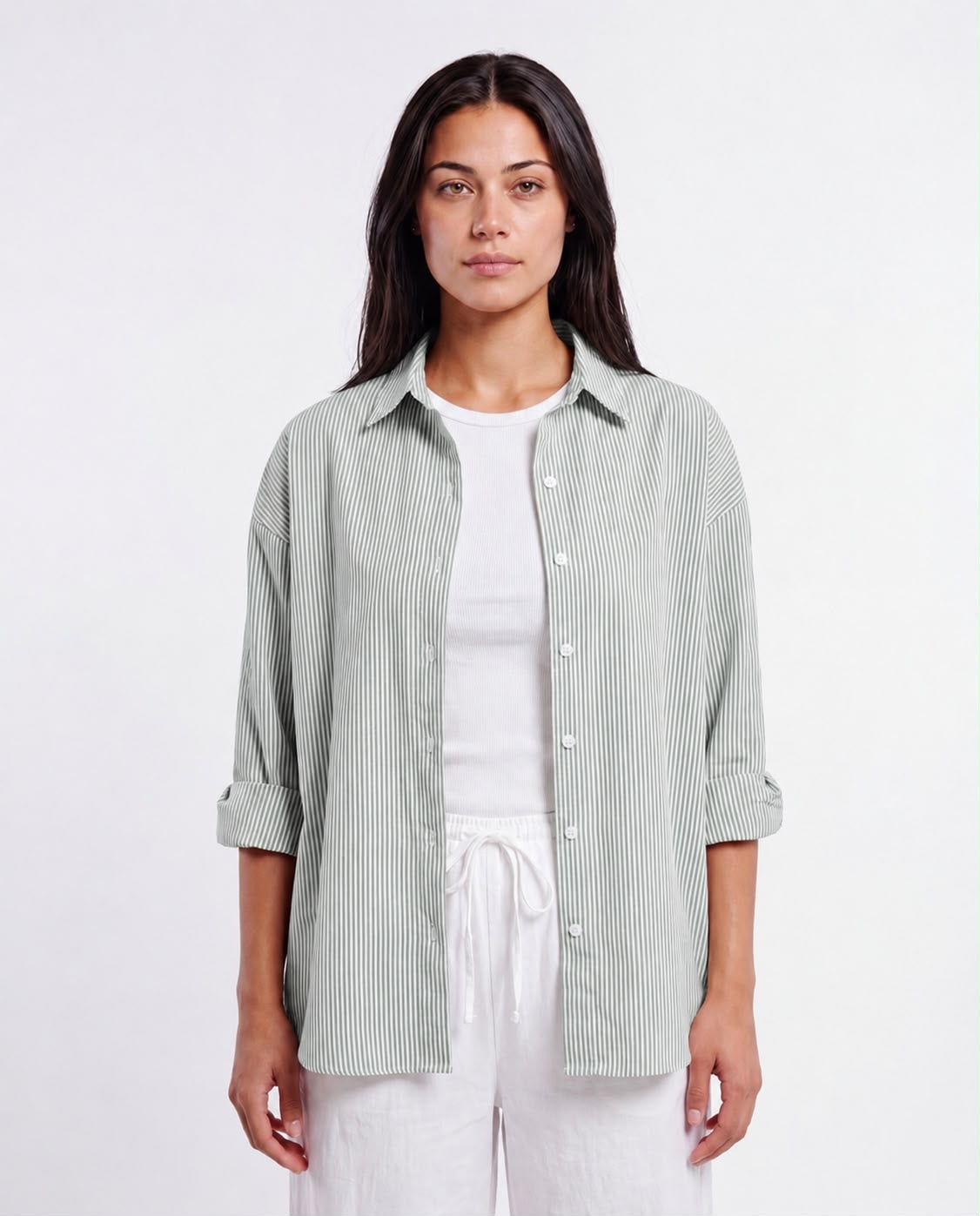 Striped Oversized Shirt — Mint