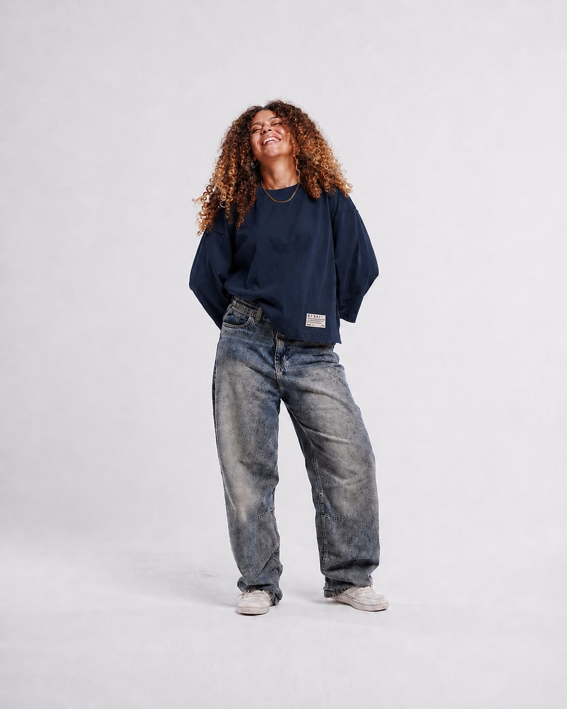 Navy Blue Boxy Cropped Tshirt