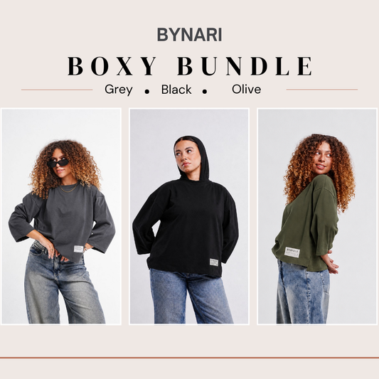 Boxy Cropped Bundle (Black, Dark Grey, Olive)