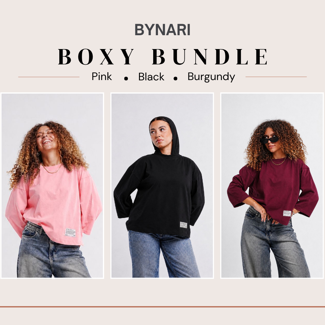 Boxy Cropped Bundle (Black, Burgundy, Pink)