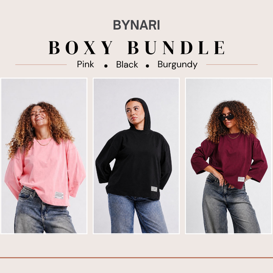 Boxy Cropped Bundle (Black, Burgundy, Pink)