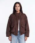 Utility Suede Bomber — Brown