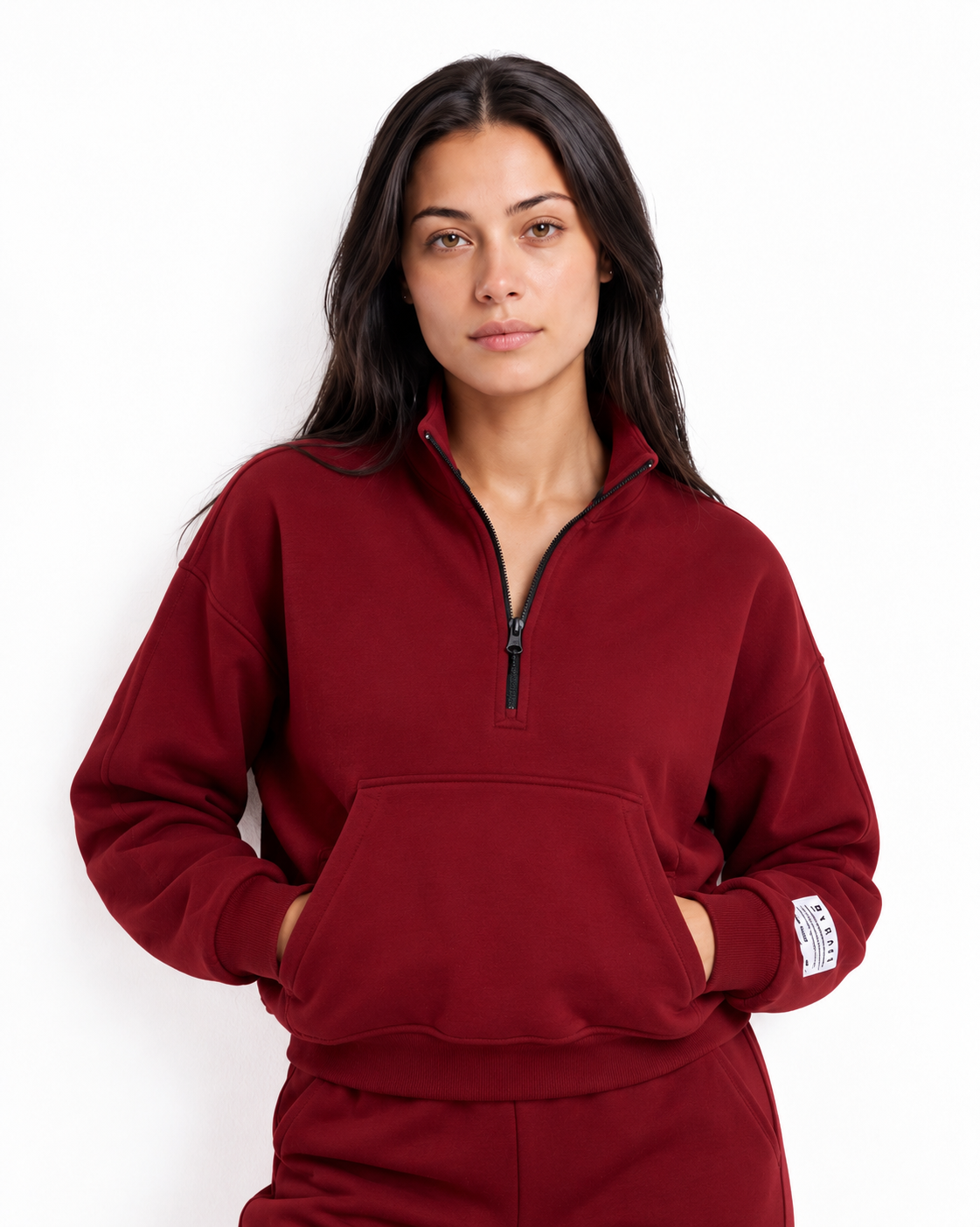 Half-Zip Sweatshirt — Burgundy