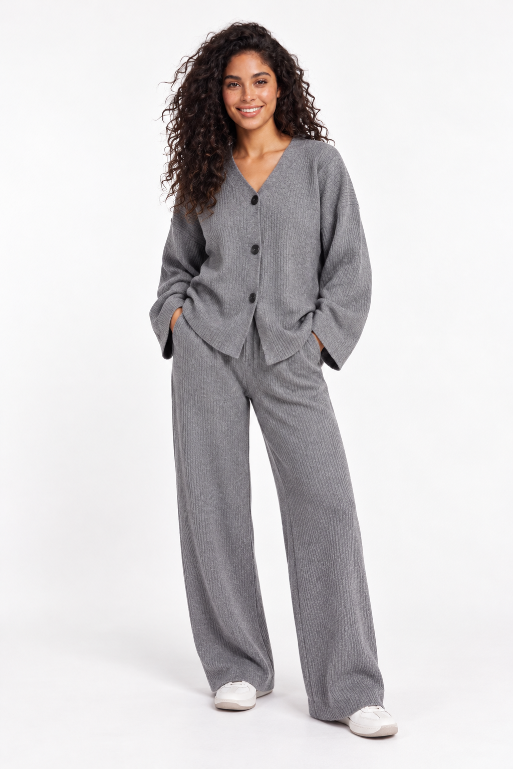 Rib Knit Set — Grey
