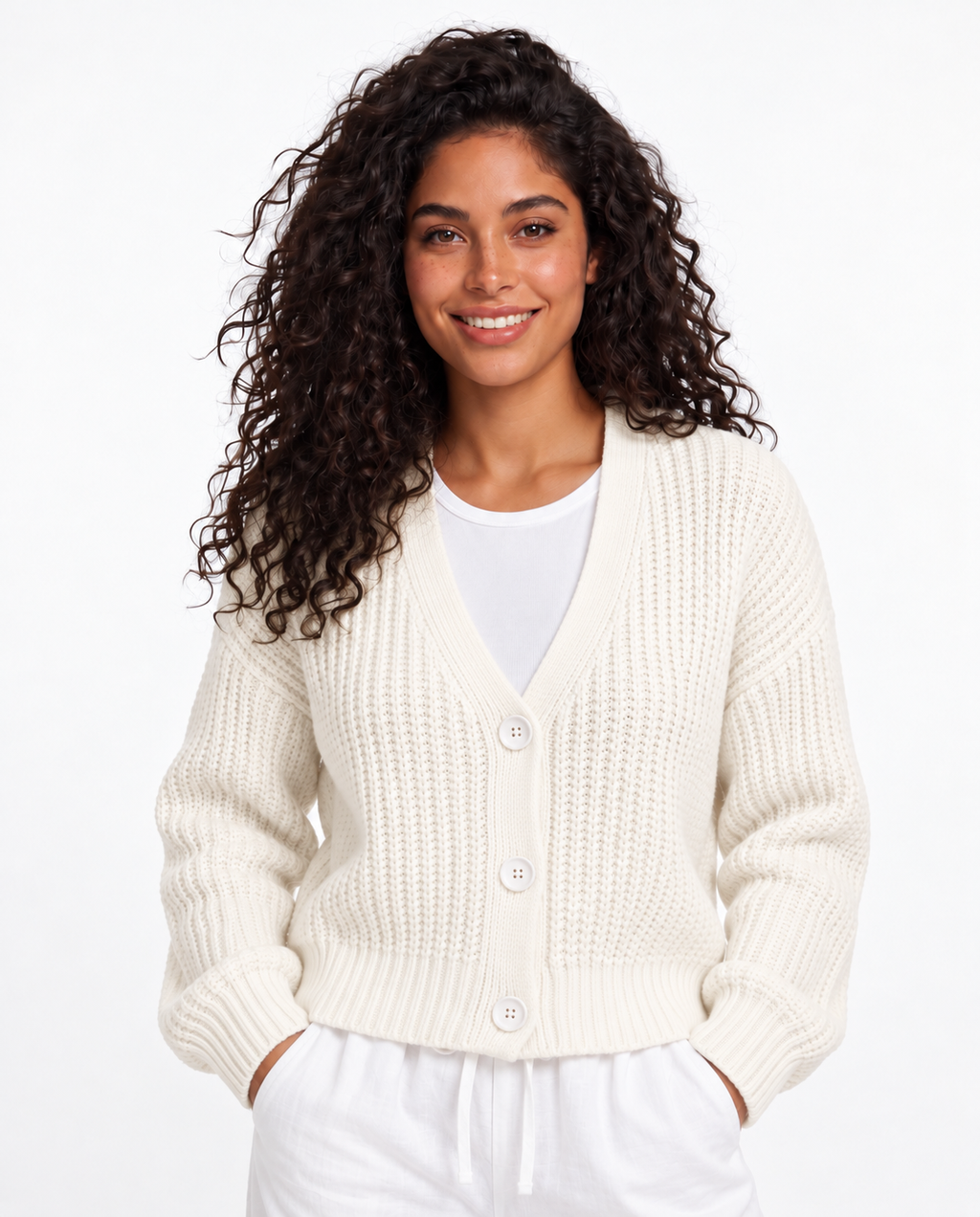 Chunky Knit Cardigan — Off-White