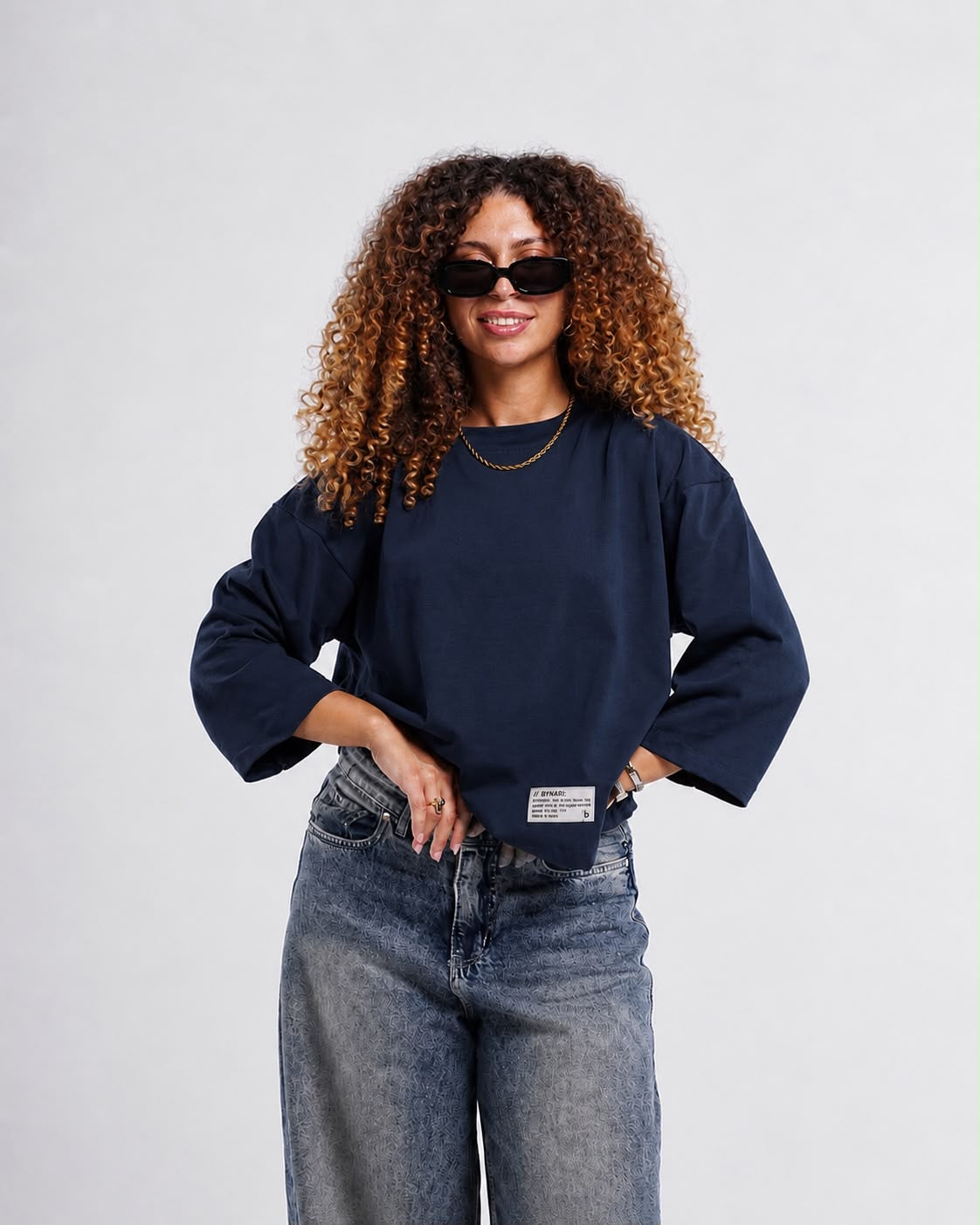 Navy Blue Boxy Cropped Tshirt