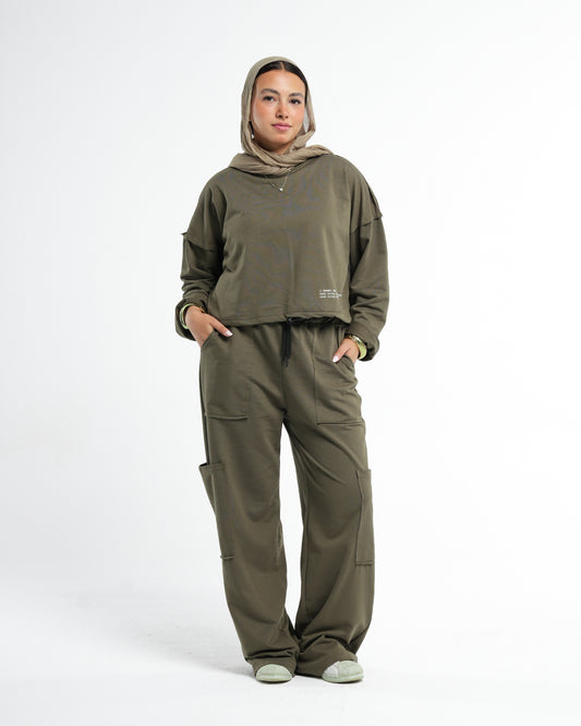 Olive Cropped Set (Pants Only)