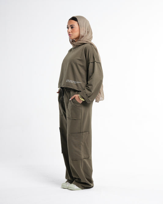 Olive Cropped Set (Tshirt Only)