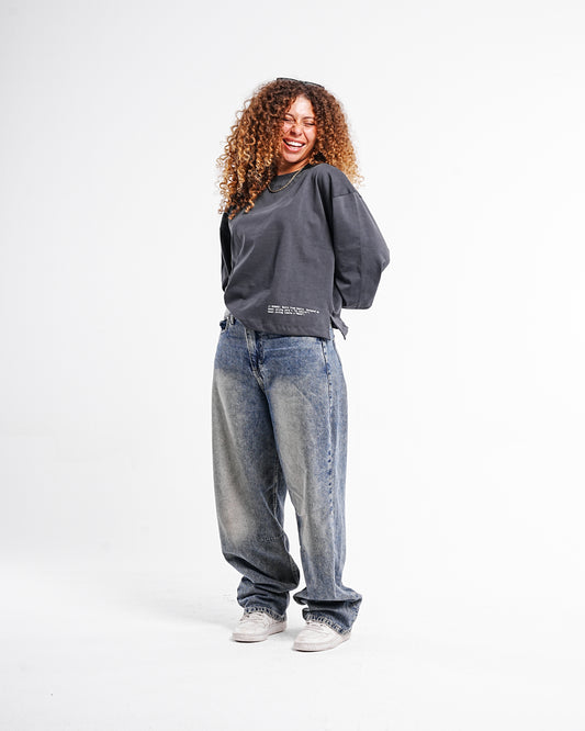 Grey Boxy Cropped Tshirt