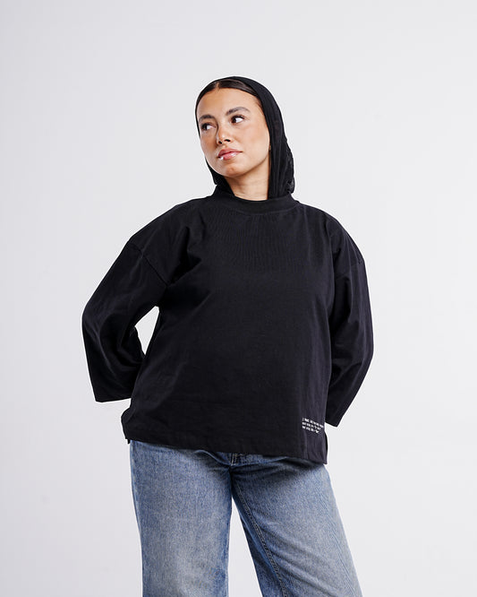 Black Boxy Cropped Tshirt