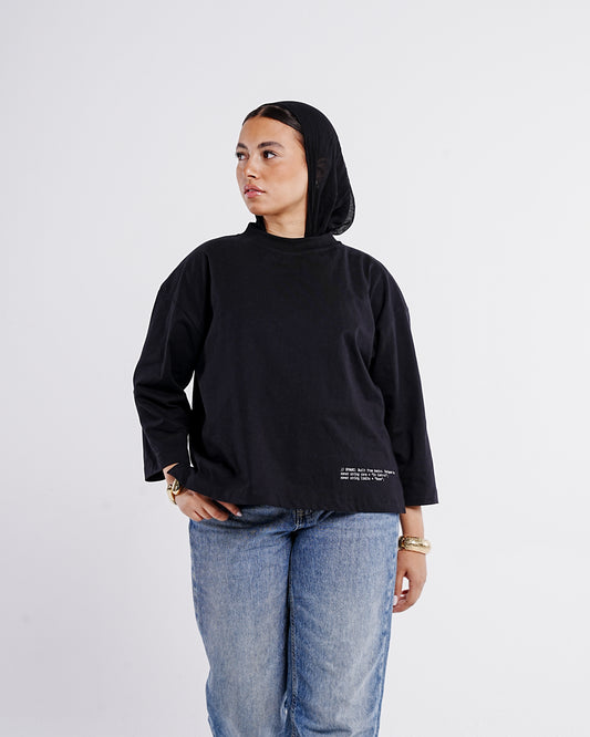 Black Boxy Cropped Tshirt