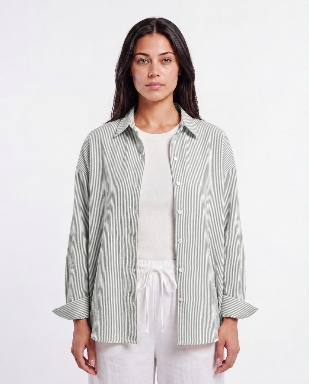 Striped Oversized Shirt — Mint