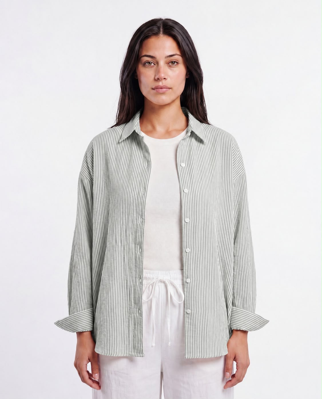 Striped Oversized Shirt — Mint