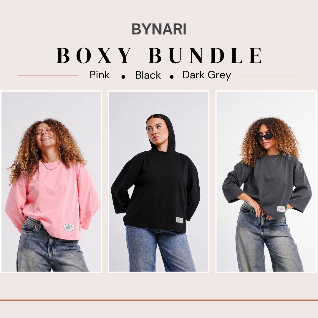 Boxy Cropped Bundle (Dark Grey, Pink, Black)