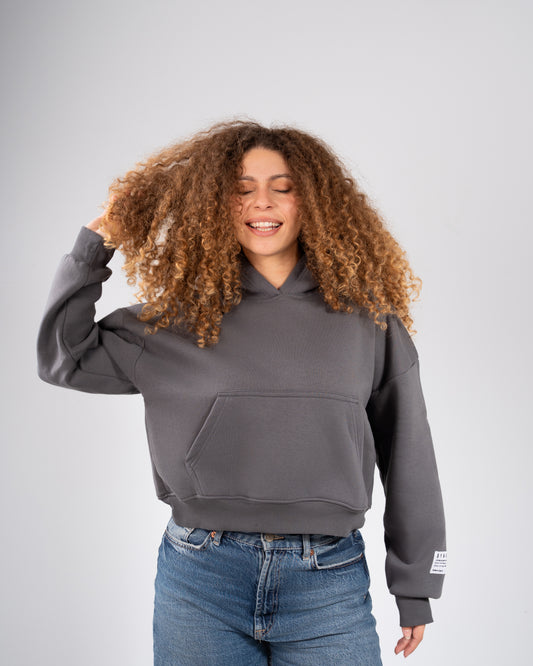 The Everyday Cropped Hoodie - Grey