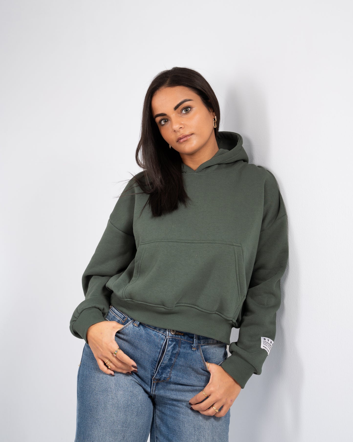 The Everyday Cropped Hoodie - Olive