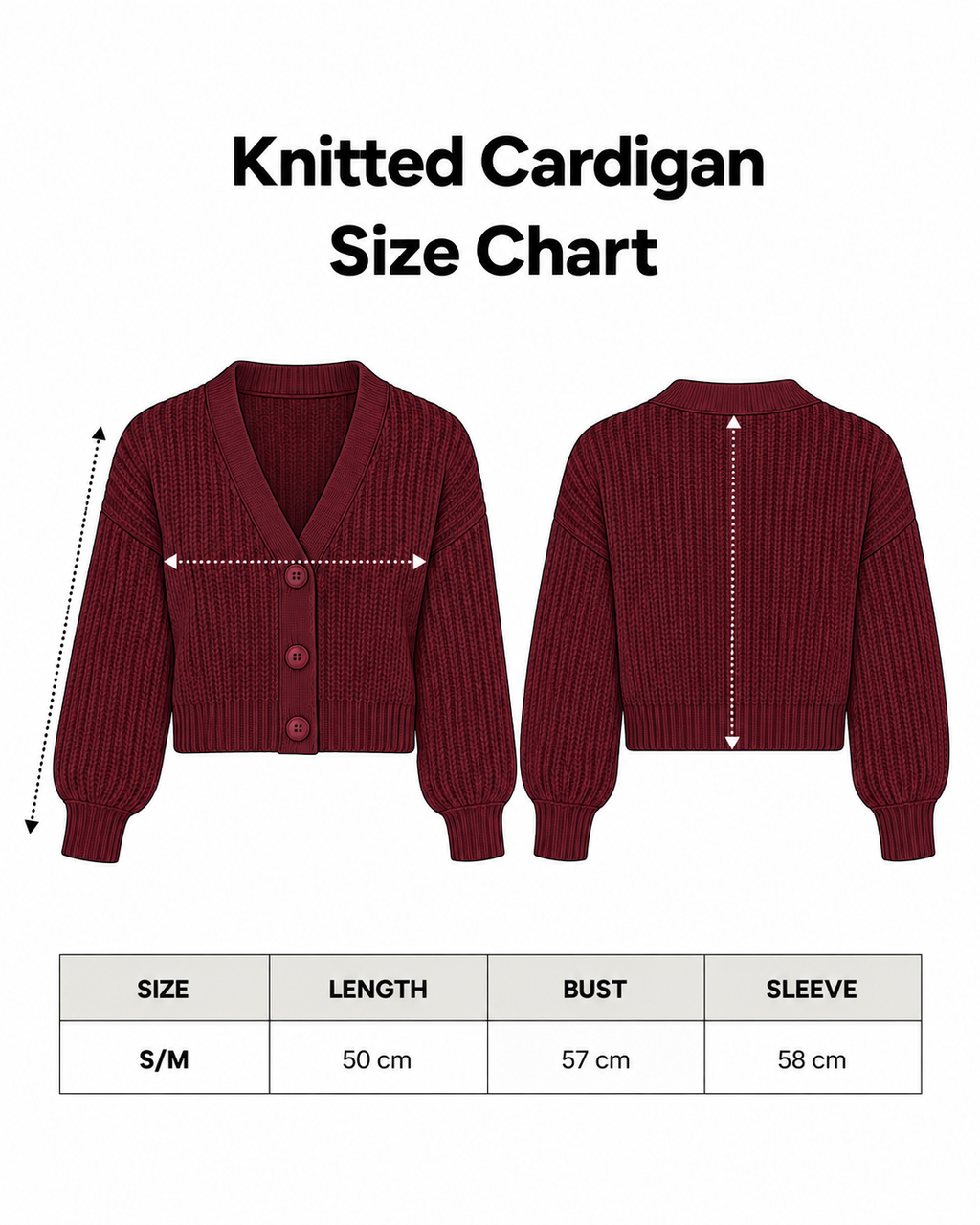 Chunky Knit Cardigan — Burgundy