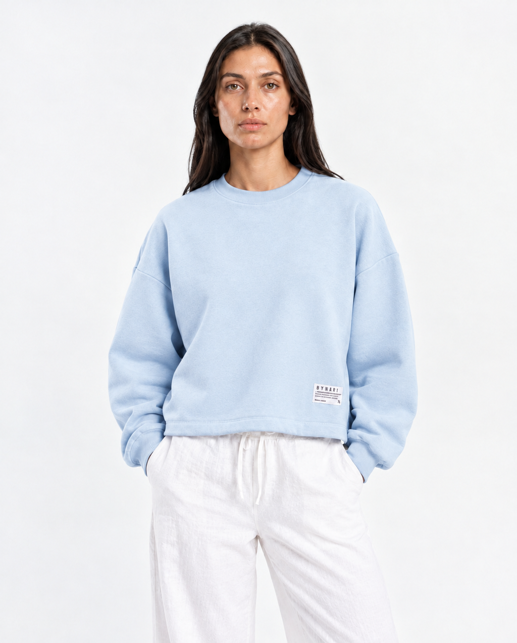 Boxy Cropped Crewneck — Blue