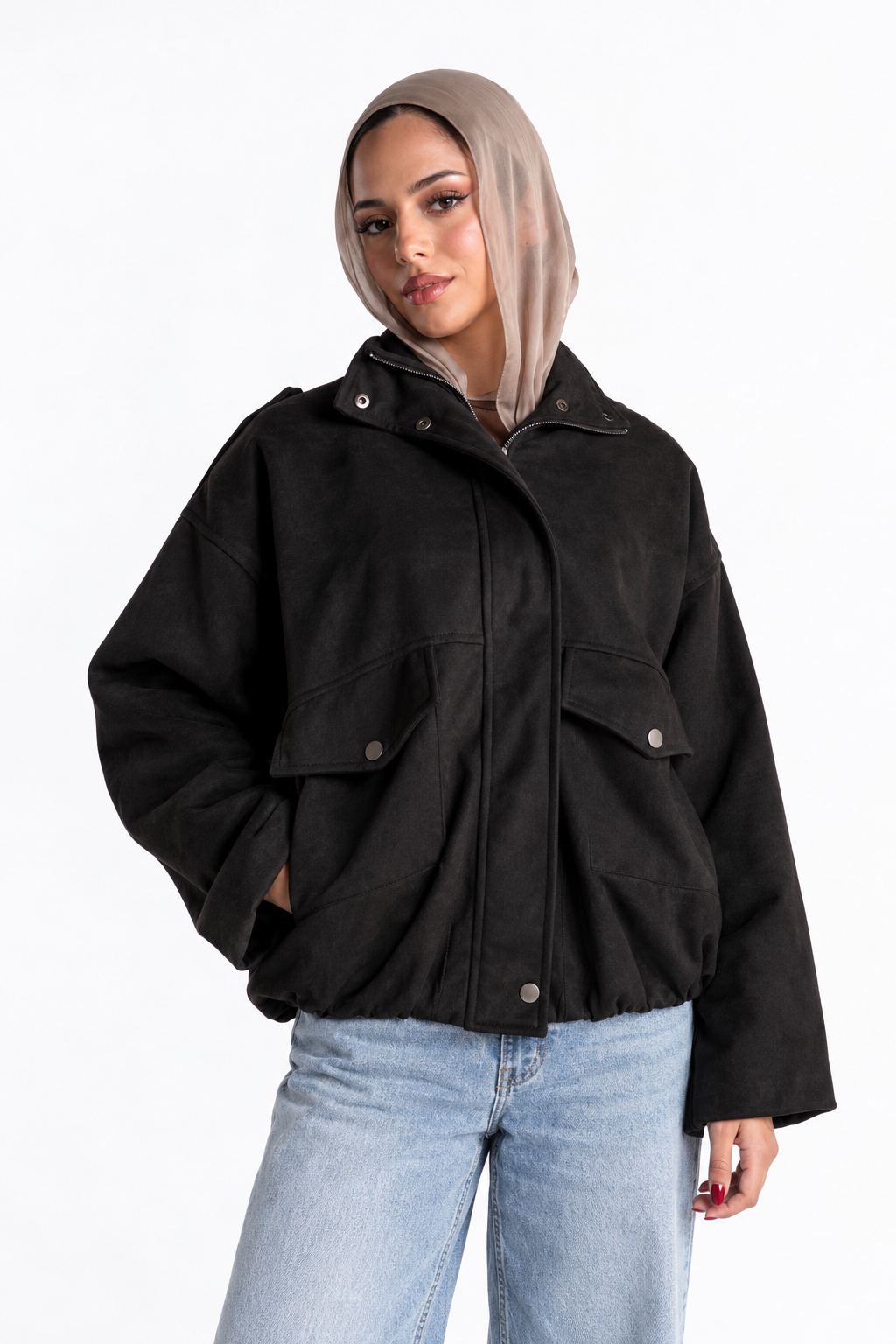 Utility Suede Bomber — Black
