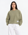 Boxy Cropped Crewneck — Olive