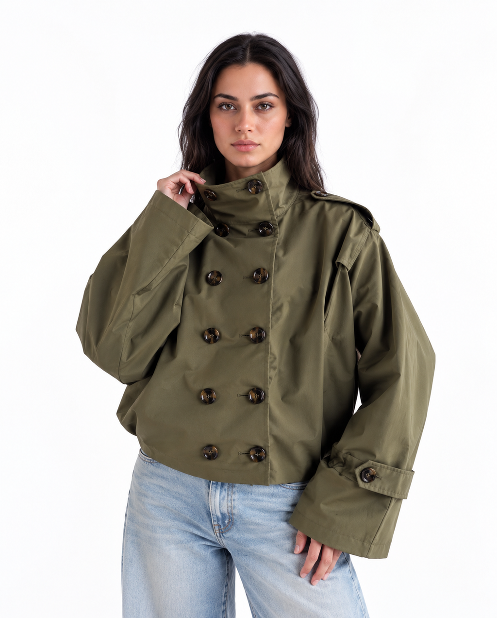 Cocoon Cropped Trench — Olive