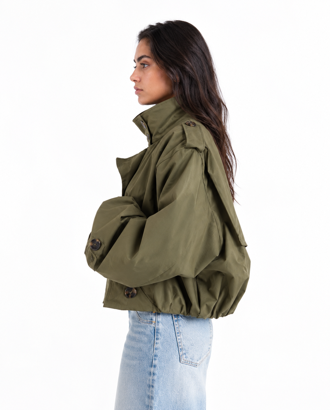 Cocoon Cropped Trench — Olive