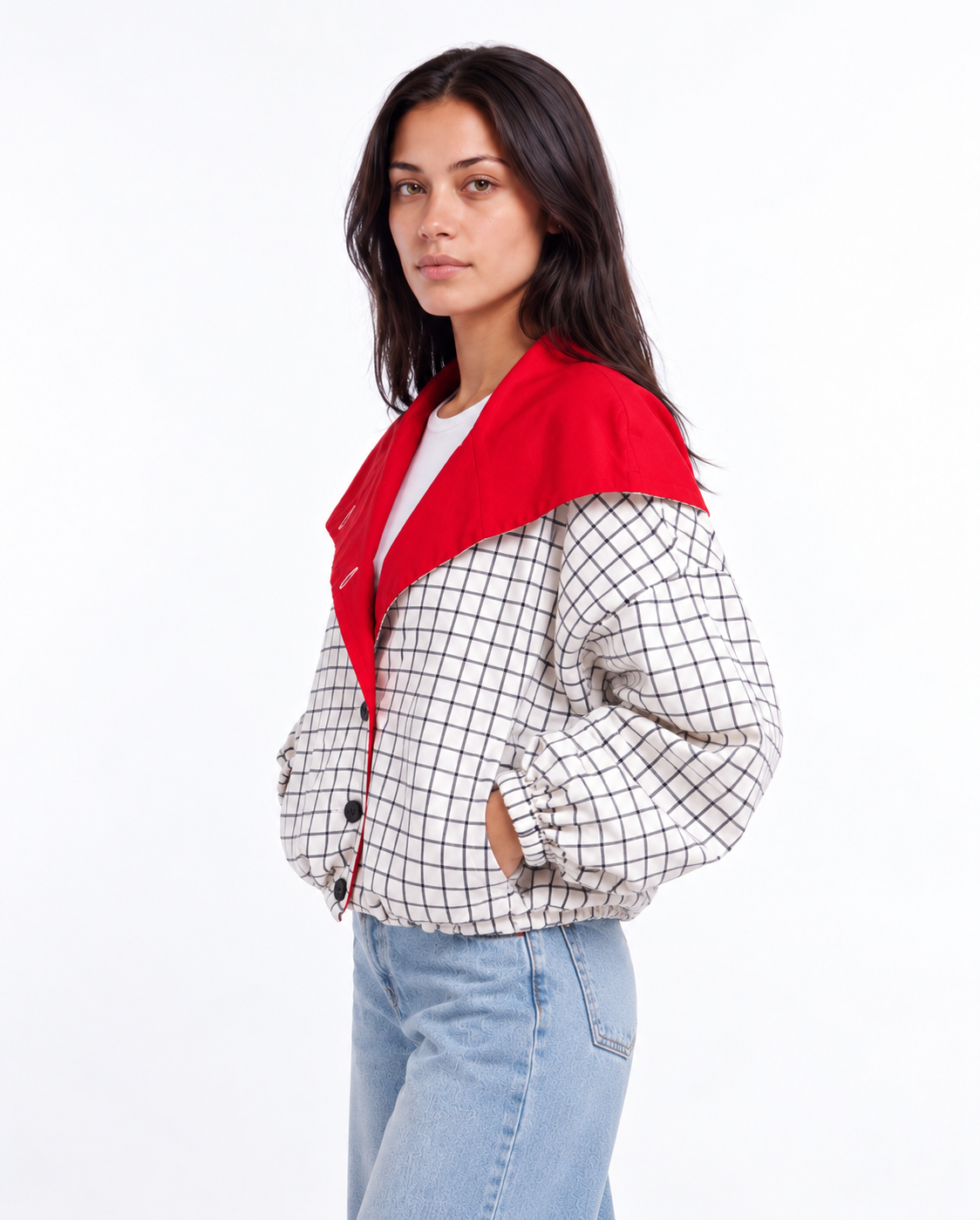 Sailor Collar Bomber — Red Windowpane
