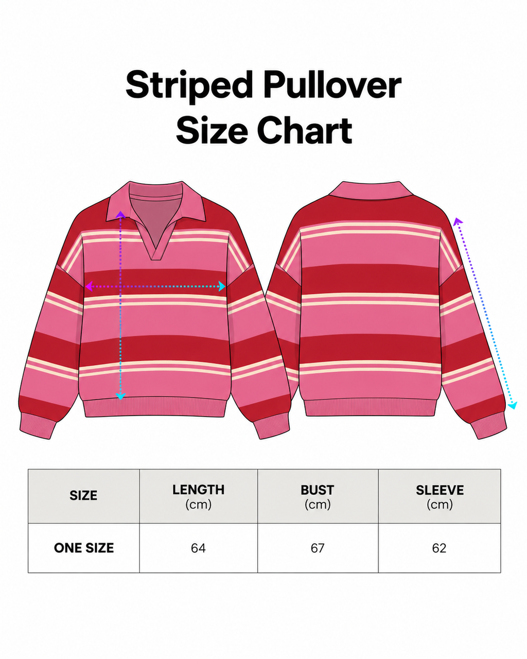 Johnny Collar Knit — Cherry Stripe (Oversized)