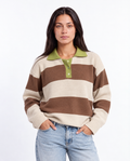 Varsity Stripe Polo — Mocha (Oversized)