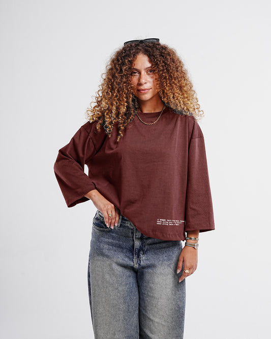 Burgundy Boxy Cropped Tshirt