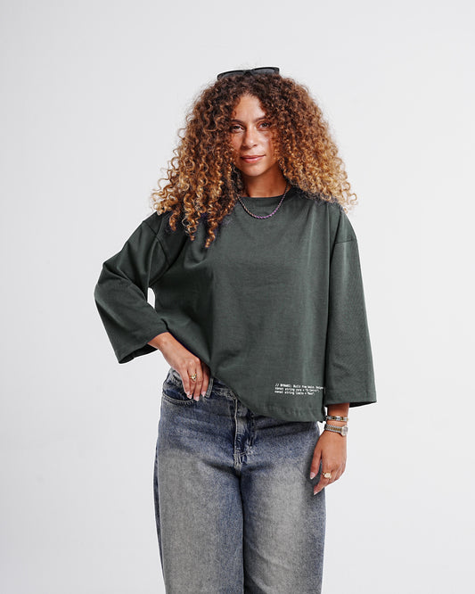 Olive Boxy Cropped Tshirt