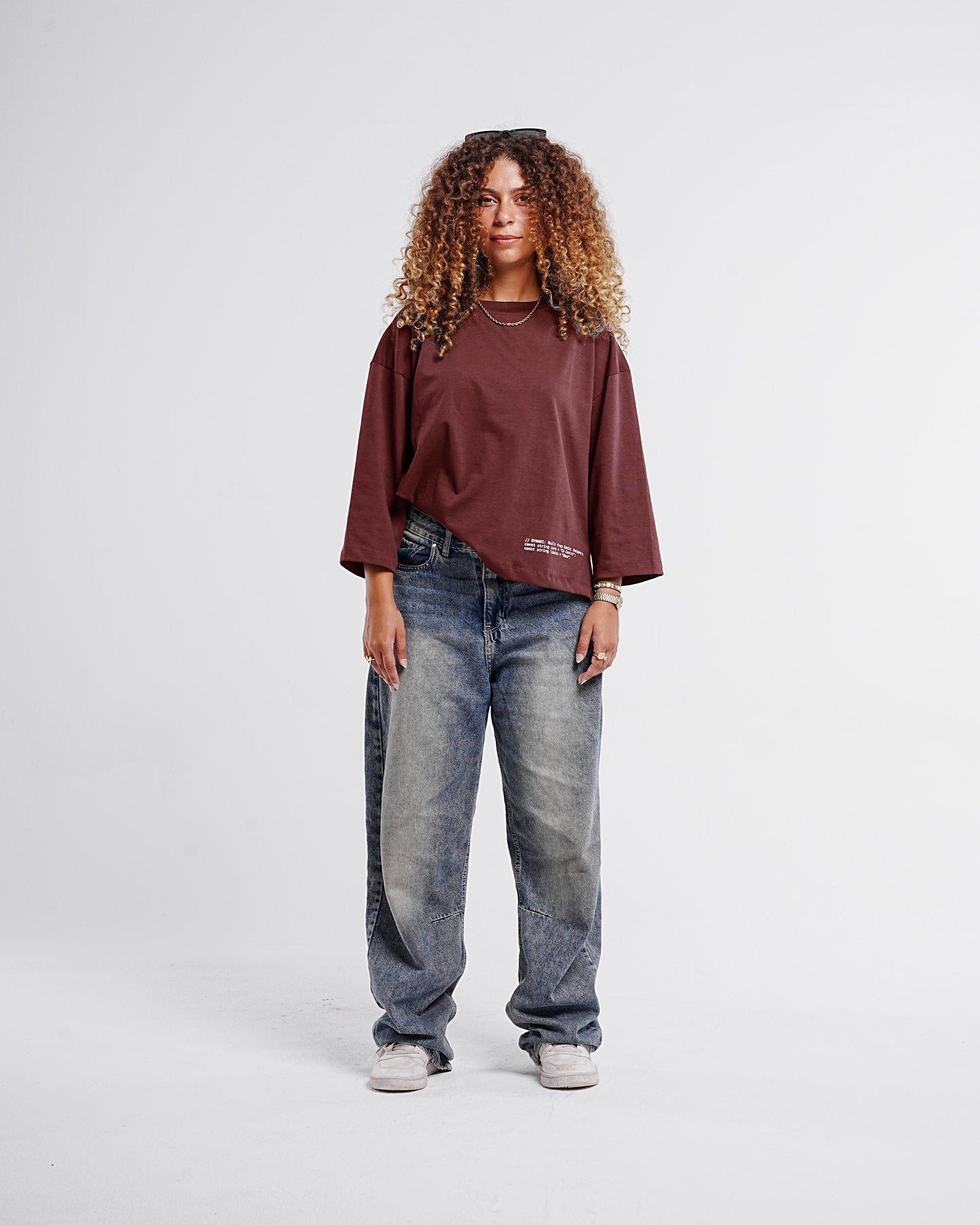 Burgundy Boxy Cropped Tshirt