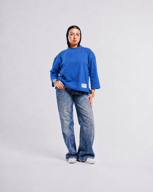 Pepsi Blue Boxy Cropped Tshirt