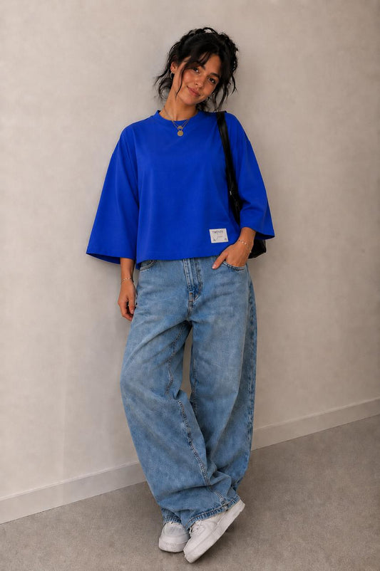 Pepsi Blue Boxy Cropped Tshirt