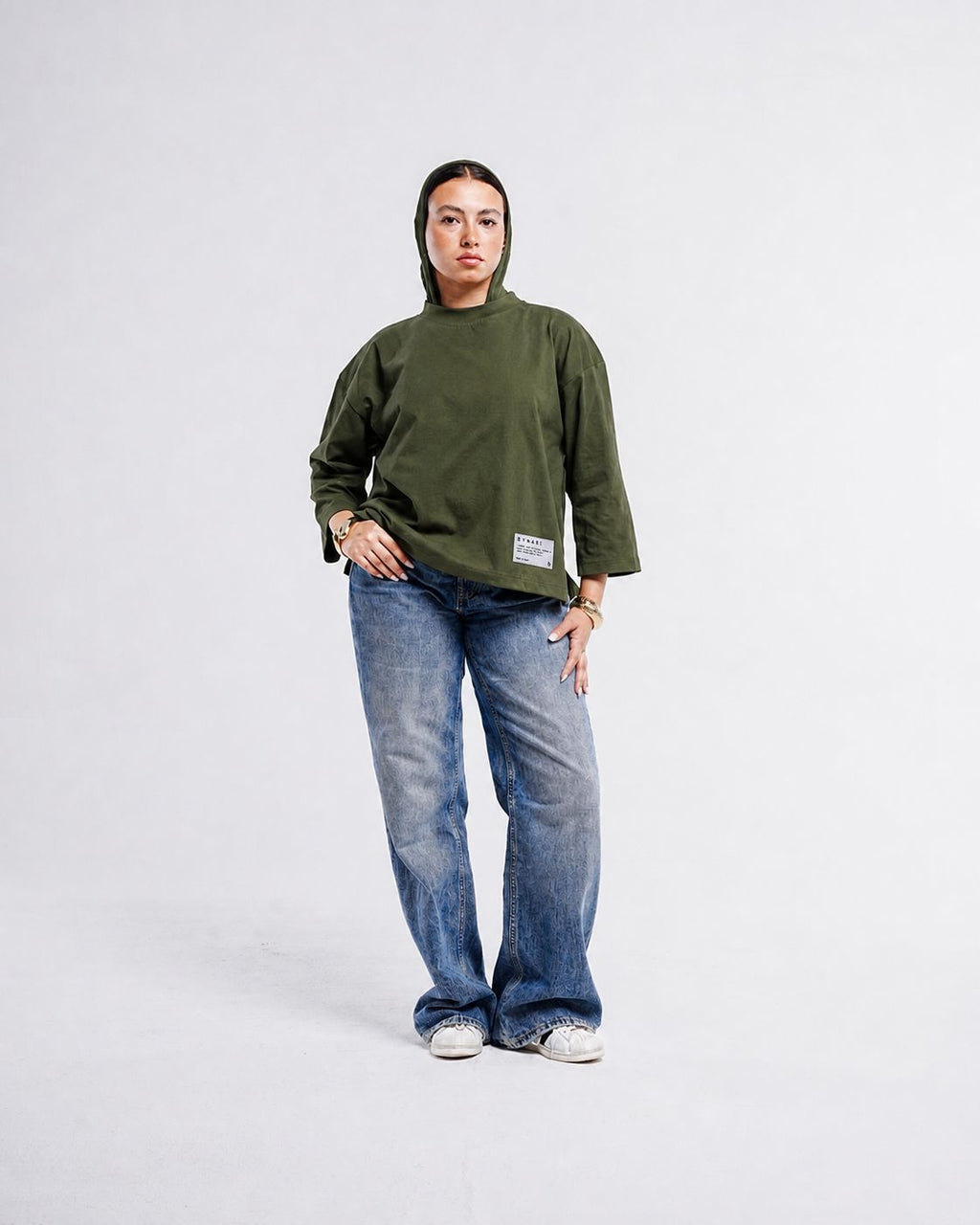 Boxy Cropped Tee — Olive