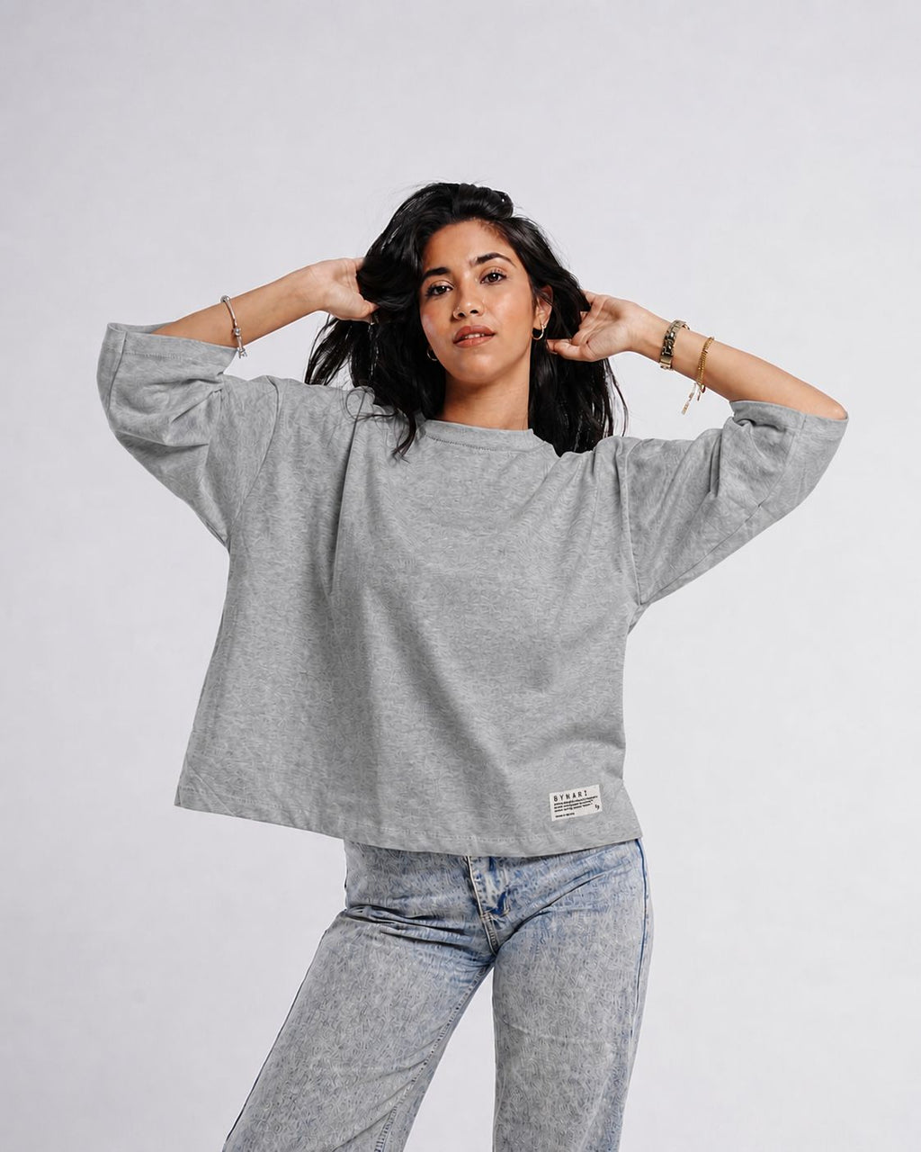 Boxy Cropped Tee — Light Grey