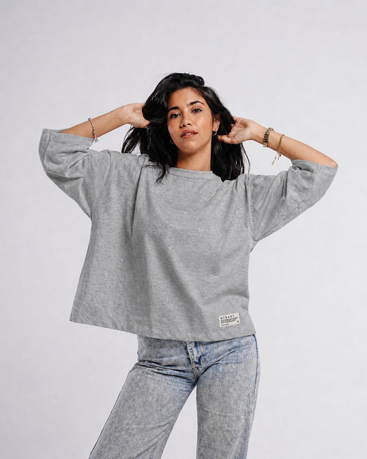 Grey Boxy Cropped Tshirt