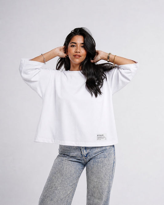White Boxy Cropped Tshirt