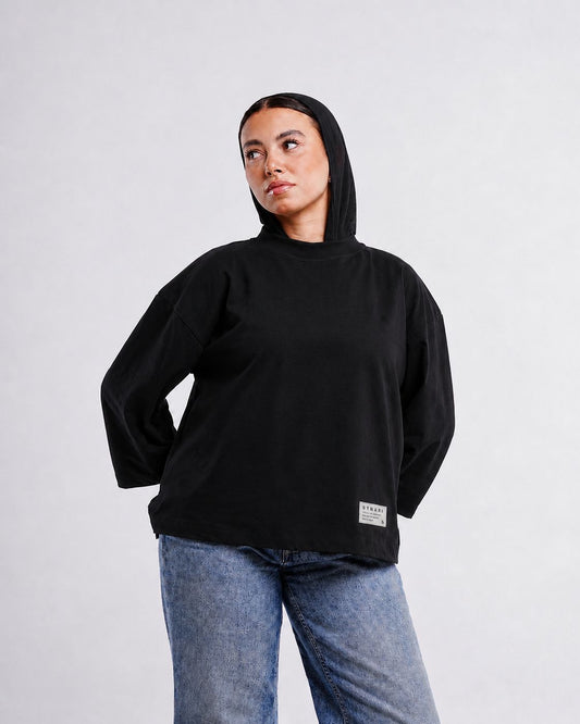 Black Boxy Cropped Tshirt