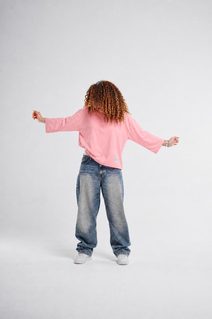 Pink Boxy Cropped Tshirt