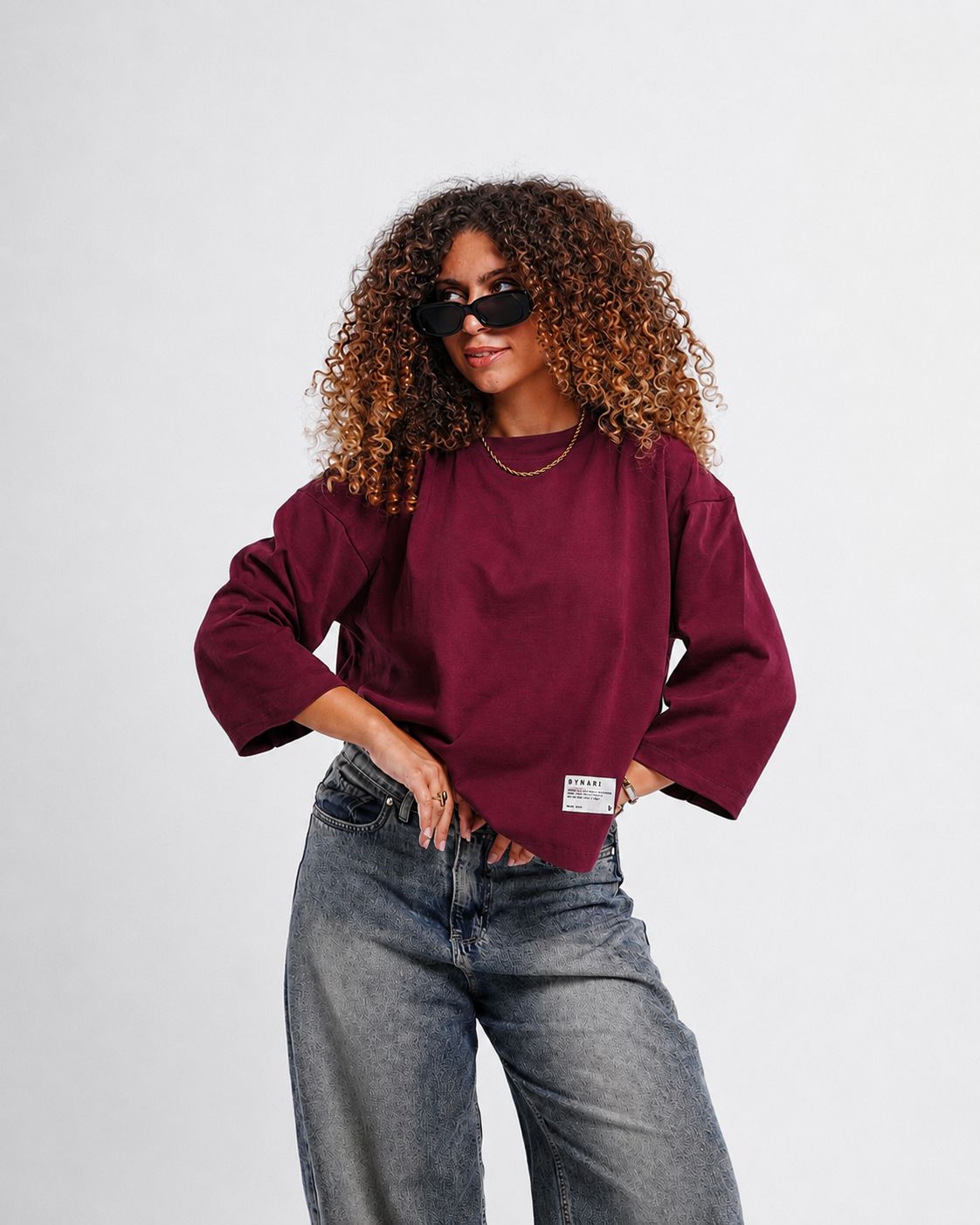 Burgundy Boxy Cropped Tshirt